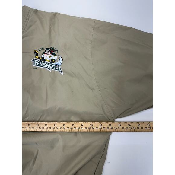 Port Authority Mens Windbreaker Size Large Tan Pensacola Ice Pilots VTG Pullover - Picture 11 of 14